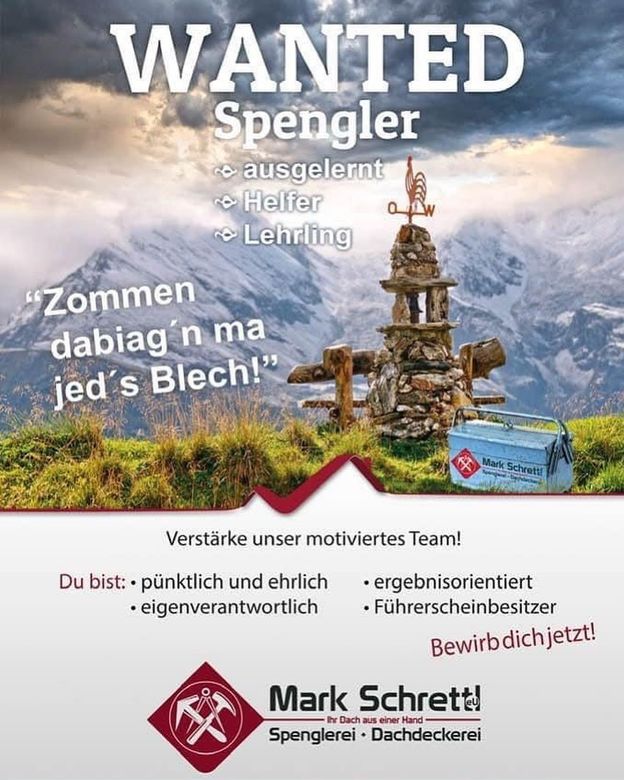 Job als Spengler oder Dachdecker in Tirol